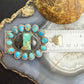 Sterling Silver Southwestern Style Oval Blackjack Turquoise Cluster Pendant For Women