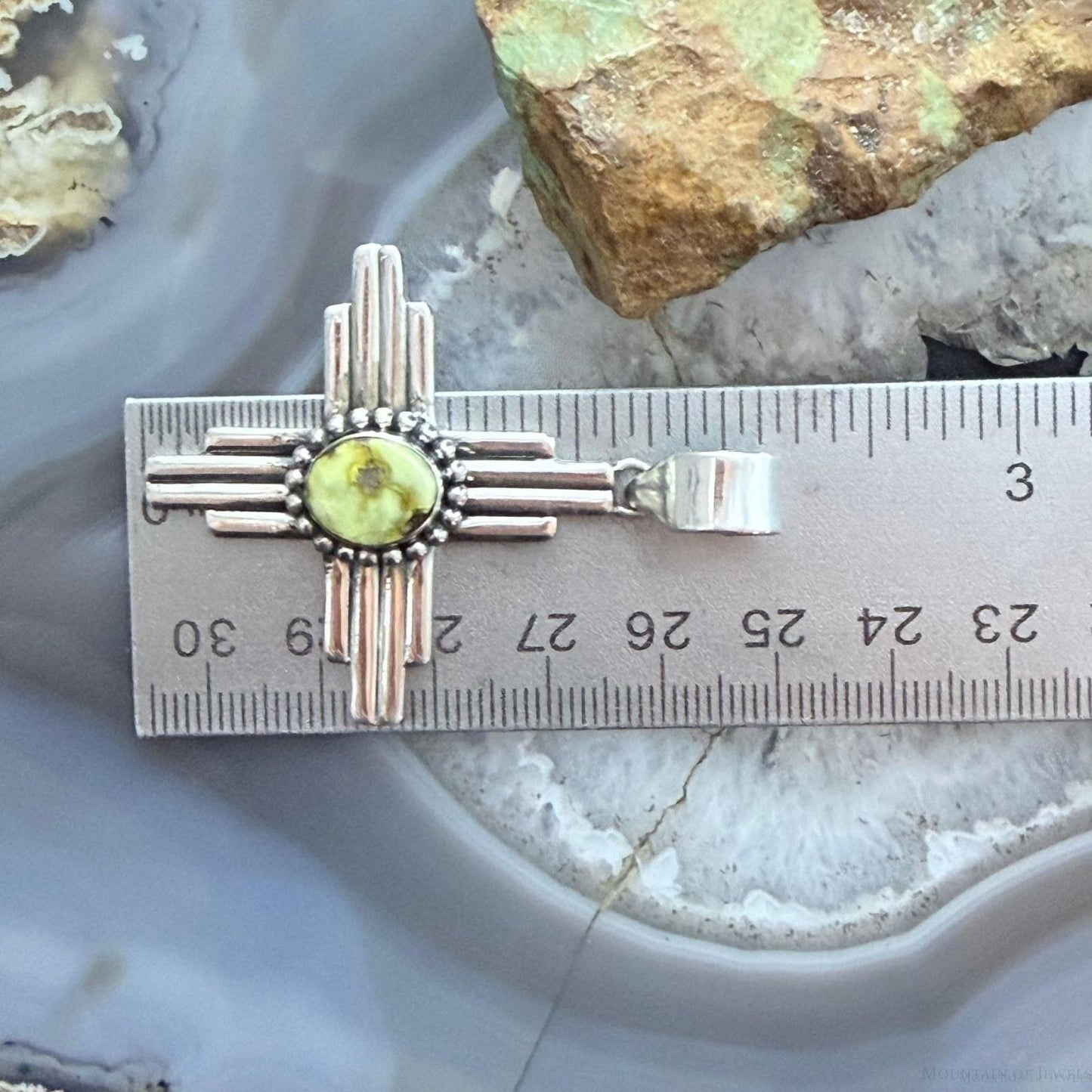 Sterling Silver Southwestern Style Oval Palamino Unisex Zia Pendant