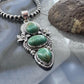Sterling Silver Southwestern Style Triple Turquoise Decorated Pendant For Women
