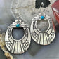 Tommy & Rosita Singer Sterling Silver Dot Turquoise Engraved Dangle Earrings For Women