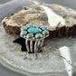 Sterling Silver Southwestern Style Mohave Turquoise Cluster Ring Size 7.5 For Women