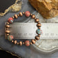Southwestern Style 4-8mm Copper Navajo Pearl & 10mm Sediment Jasper Stretch Bracelet For Women