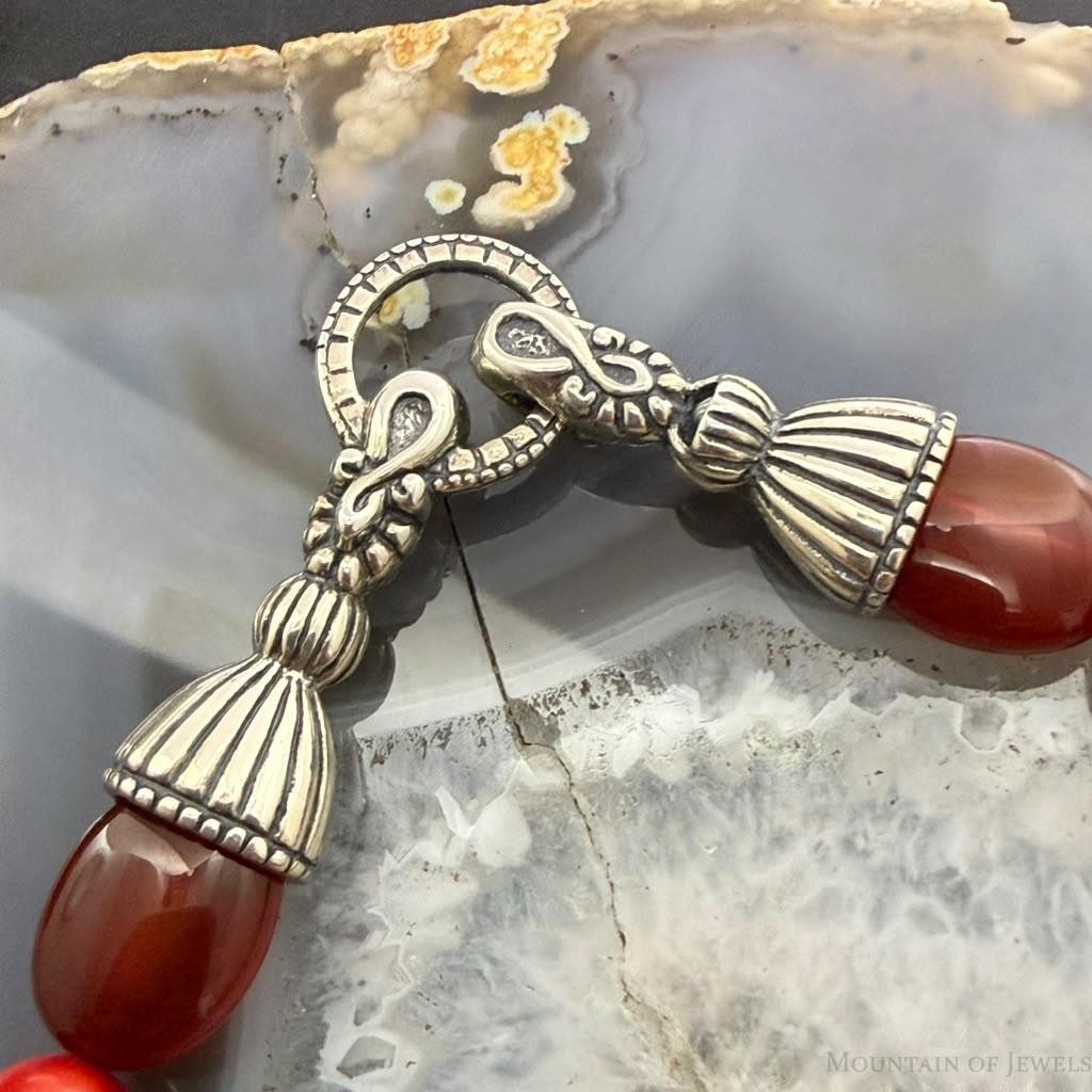 Carolyn Pollack Sterling Silver Coral, Carnelian, Red Jasper Beads 17"-20" Necklace For Women