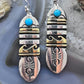 Tommy & Rosita Singer Sterling Silver & Gold Filled Turquoise Dangle Earrings  For Women #3