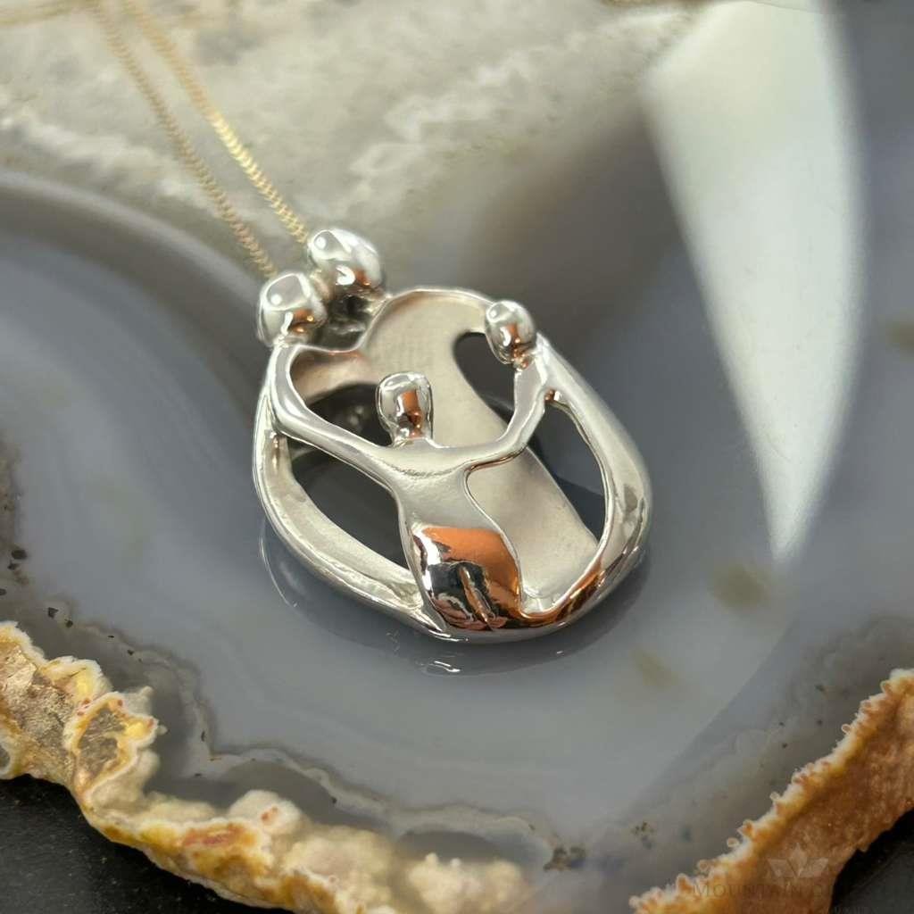 Carolyn Pollack Sterling Silver Loving Family of 4 Pendant Necklace For Women