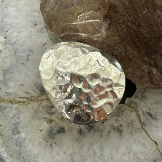 Sterling Silver Hammered Triangular Fashion Ring Sz 6.5 For Women, Taxco Mexico
