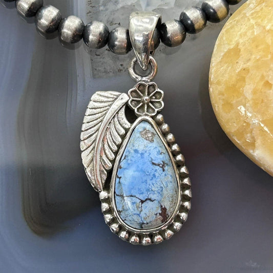 Sterling Silver Southwestern Style Teardrop Golden Hill Turquoise Pendant For Women