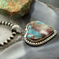 Sterling Southwestern Style Turquoise Spiny Oyster Heart Pendant For Women #2