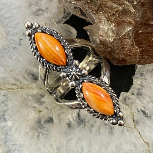 Carolyn Pollack Sterling 2 Marquise Spiny Oyster Decorated Ring Sizes 5.25 and 6 For Women