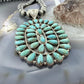 Sterling Silver Southwestern Style Turquoise Decorated Large Cluster Pendant For Women