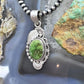 Sterling Silver Southwestern Style Oval Green Sonora Gold Turquoise Pendant For Women