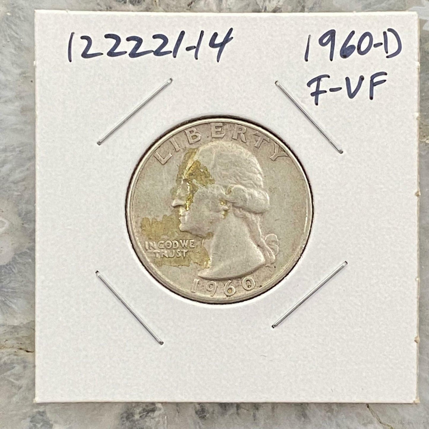 1960-D US Washington Quarter Dollar Coin .900 Silver F-VF #122221-14