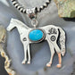 Sterling Silver Turquoise Stamped w/Indigenous Symbols Horse Unisex Pendant