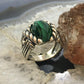 Carolyn Pollack Vintage Sterling Silver Oval Faceted Malachite Shield Ring For Women