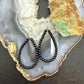 Sterling Silver 4mm Onyx Beads Hoop Dangle Earrings For Women