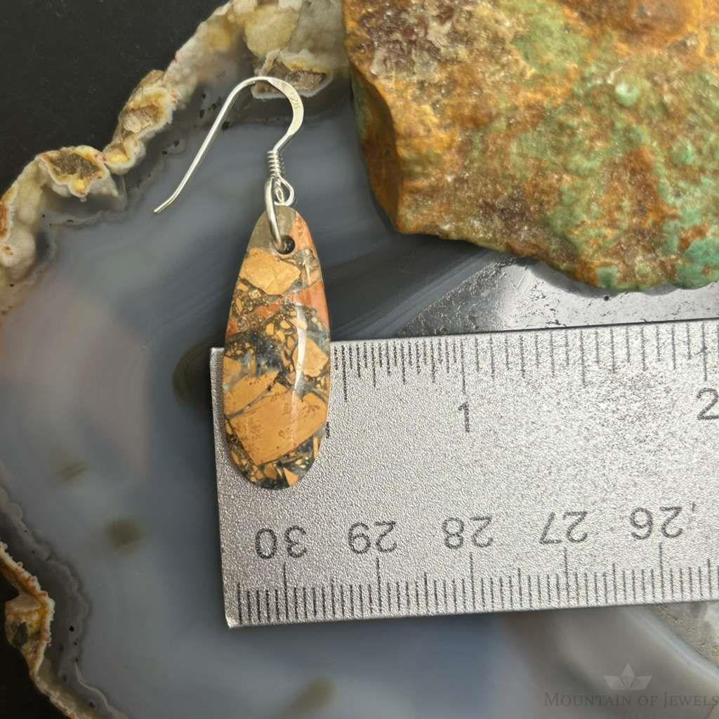 Sterling Silver Teardrop Maligano Jasper Slab Dangle Earrings For Women #510