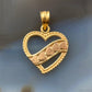 14K Yellow Gold Double Sided Heart Shape "XOXO" and Hearts Dainty Pendant