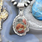 Sterling Silver Southwestern Style Elongated Oval Peanut Obsidian Decorated Pendant For Women