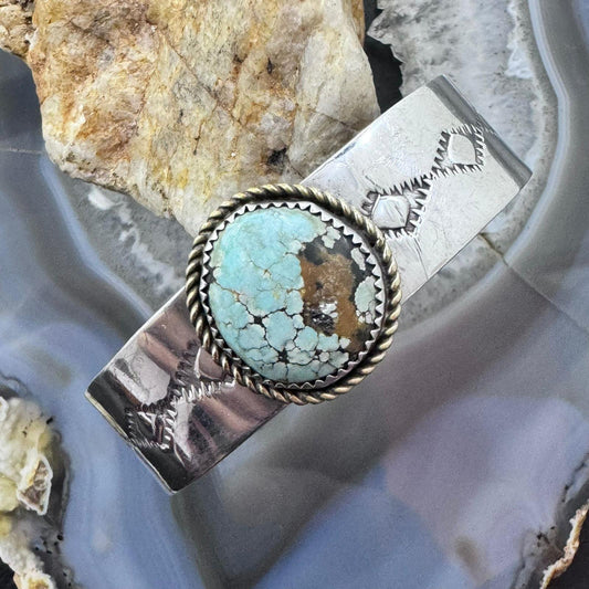 Anthony Lujan Taos Pueblo Vintage Sterling Silver Turquoise Bracelet For Women #1