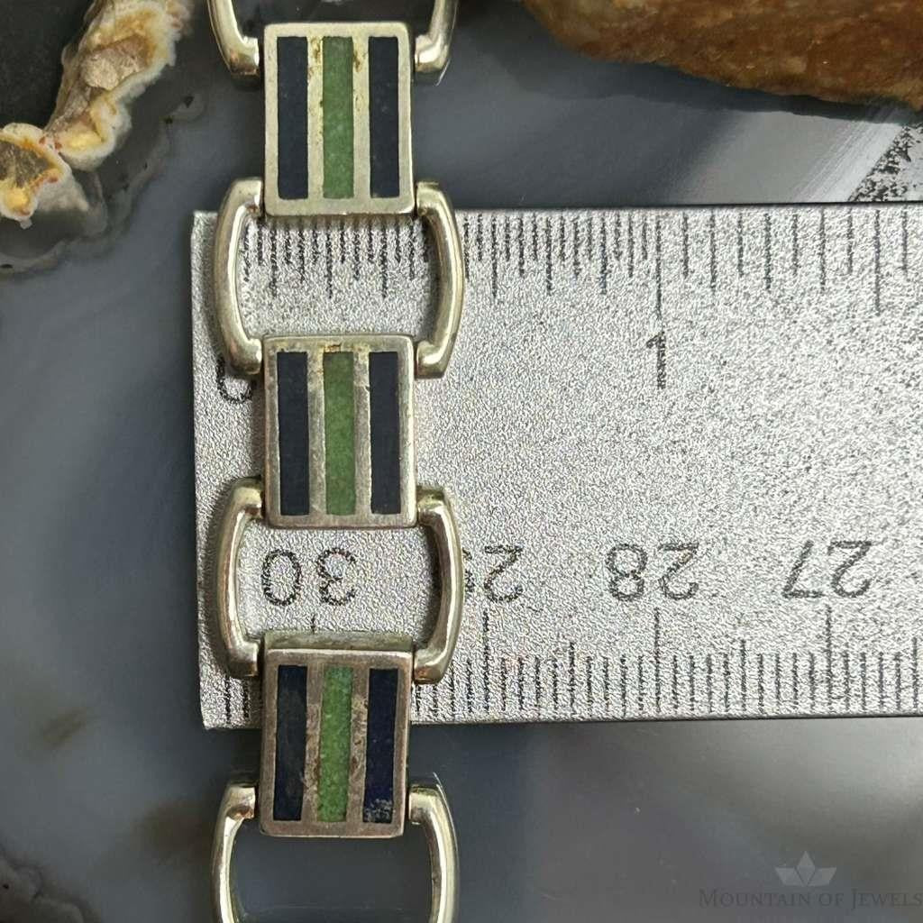 Carolyn Pollack Sterling Silver 9 Inlay Lapis & Green Turquoise Link Bracelet For Women