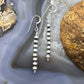 Native American Sterling Silver #8 Navajo Pearl Beads Row Dangle Earrings For Women