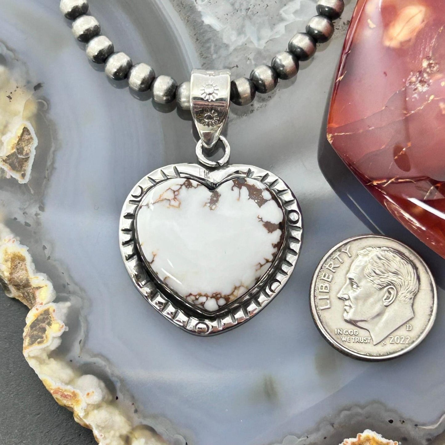 Sterling Silver Southwestern Style Wild Horse Decorated Heart Pendant For Women #3
