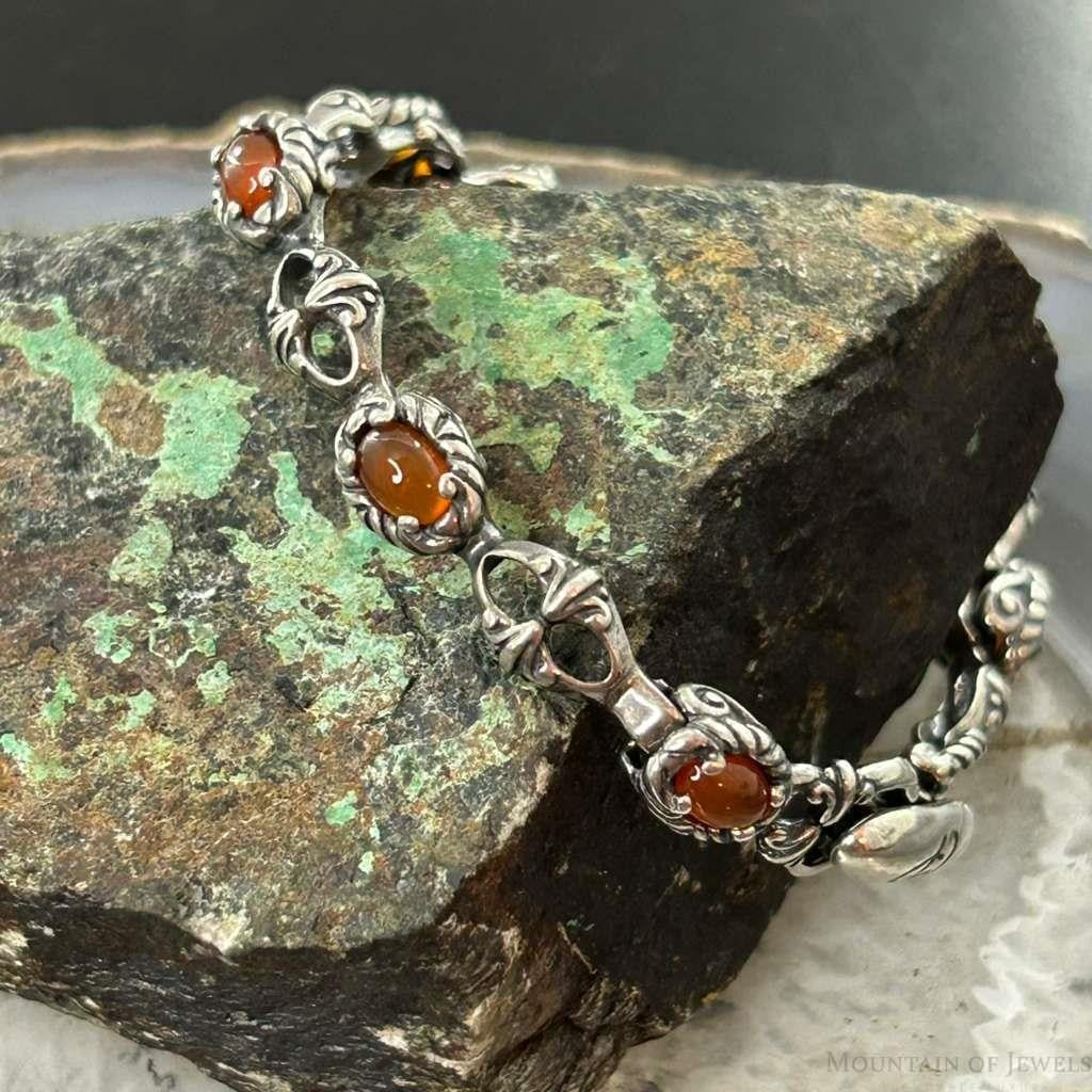 Carolyn Pollack Sterling Silver 7 Oval Carnelian Link Bracelet For Women