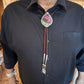 Sterling Silver Southwestern Style Large Teardrop Ruby Zoisite Bolo Tie For Men