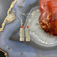 David Kuticka Native American Sterling Silver Feather w/Coral Dangle Earrings #2