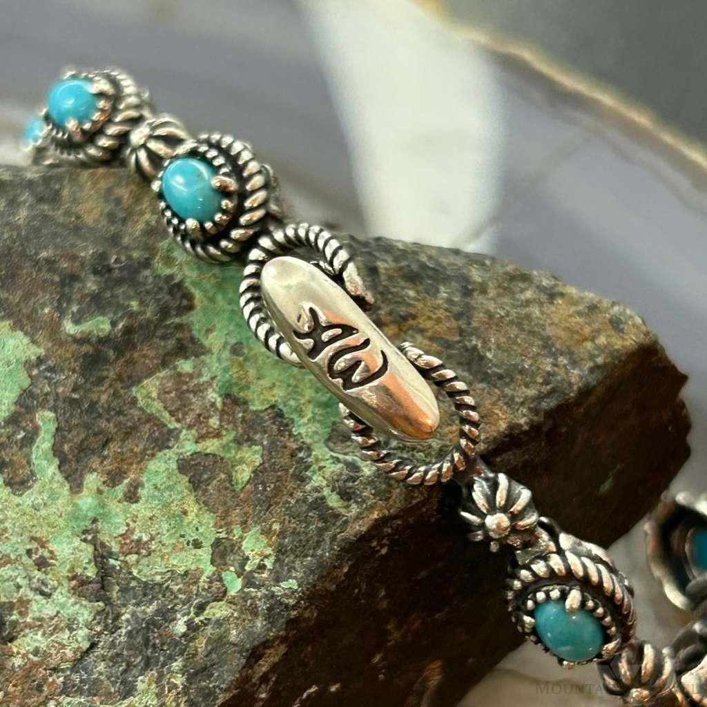 Carolyn Pollack Sterling Silver 9 Oval Turquoise Link Bracelet For Women