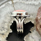 Native American Sterling  Silver Oval Pink Conch Decorated Ring Size 7.25 For Women