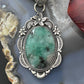 Sterling Silver Southwestern Style Oval Emerald Decorated Pendant For Women