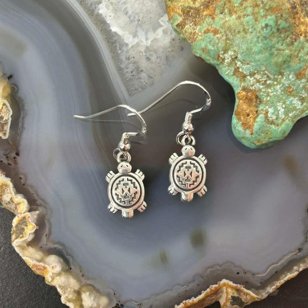 Carolyn Pollack Sterling Silver Tiny Turtle Dangle Earrings For Women
