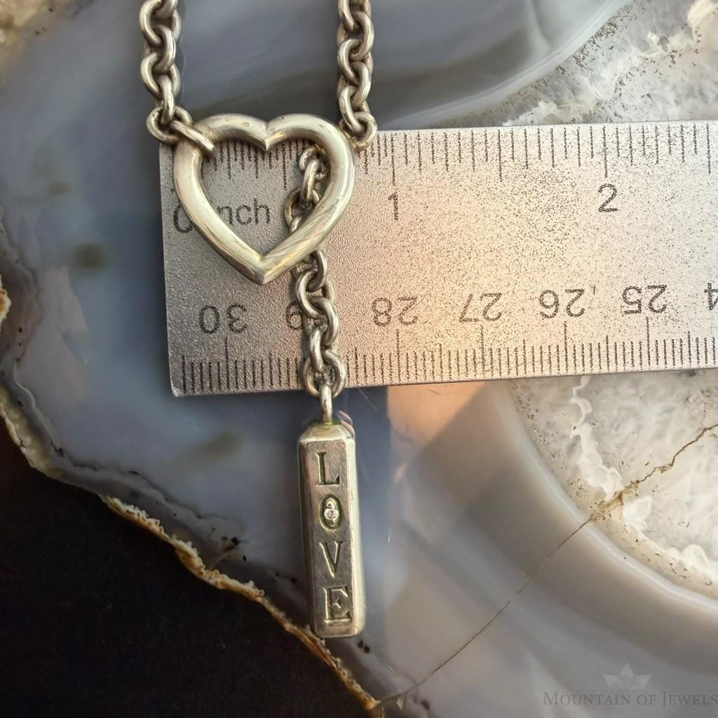 Sterling Silver Fashion Chain Link w/Pendant Love Always 20" Necklace For Women