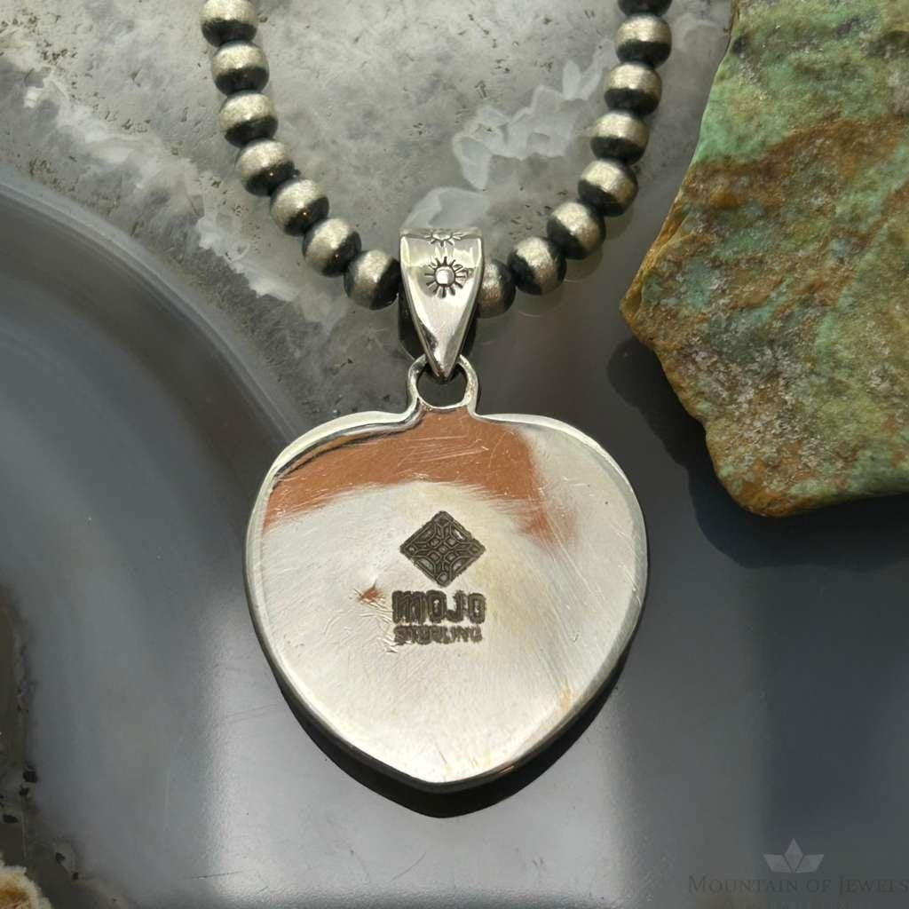 Sterling Silver Southwestern Style Lapis Heart Decorated Pendant For Women #2