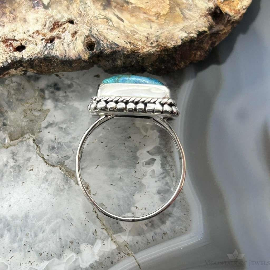 Sterling Silver Southwestern Style Square Shattuckite Ring Size 7.25 For Women