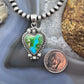 Sterling Silver Southwestern Style Sonora Gold Turquoise Heart Pendant For Women