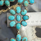 Sterling Silver Southwestern Style Kingman Turquoise Cluster Lariat Necklace For Women