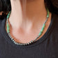 Sterling Silver Southwestern Style Green Turquoise Beads & Starling Beads 20" Necklace For Women