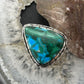 Sterling Silver Southwestern Style Triangular Malachite Chrysocolla Ring Size 9 For Women
