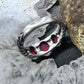 Carolyn Pollack Sterling Silver 3 Oval Red Jasper Decorated Ring For Women