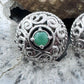 Carolyn Pollack Sterling Silver Faceted Round Emerald Omega Back Stud Earrings For Women