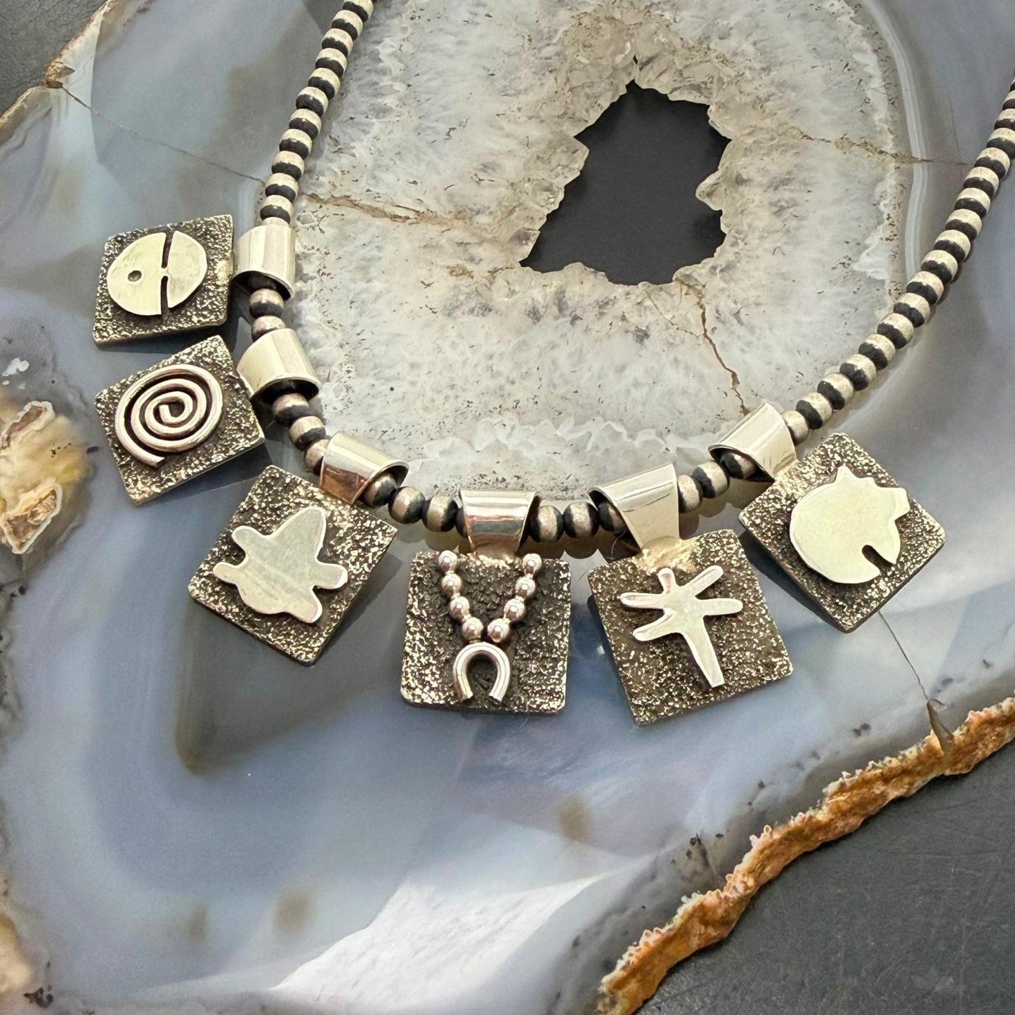 Alex Sanchez Native American Sterling Silver Petroglyph Dainty Pendant For Women