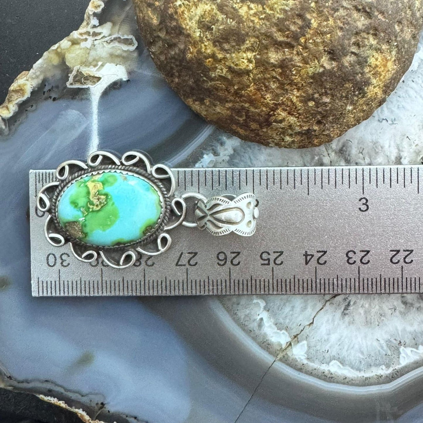 Sterling Silver Southwestern Style High Grade Matrix Sierra Bella Turquoise Pendant For Women