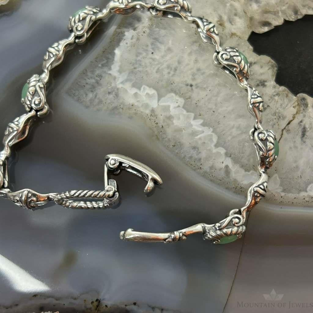 Carolyn Pollack Sterling Silver 7 Oval Aventurine Link Bracelet For Women