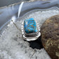 Sterling Southwestern Style Cooper Turquoise Decorated Bar Ring Size 8.5 For Women