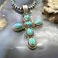 Sterling Silver Southwestern Style 6 Oval Turquoise Decorated Unisex Cross Pendant