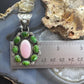 Native American Sterling Silver Sonora Gold Turquoise & Pink Conch Cluster Pendant For Women