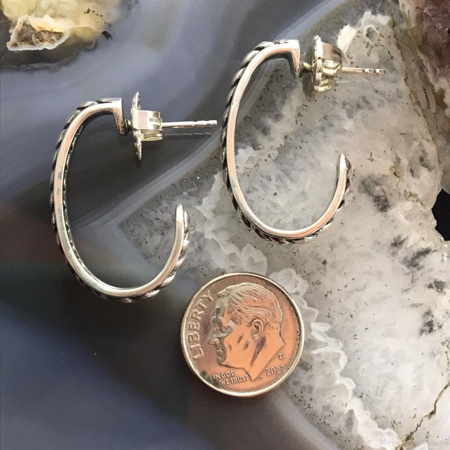 Carolyn Pollack Sterling Silver Engraved Rope Half Hoop Earrings For Women