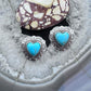 Native American Sterling Silver Turquoise Heart Stud Earrings For Women